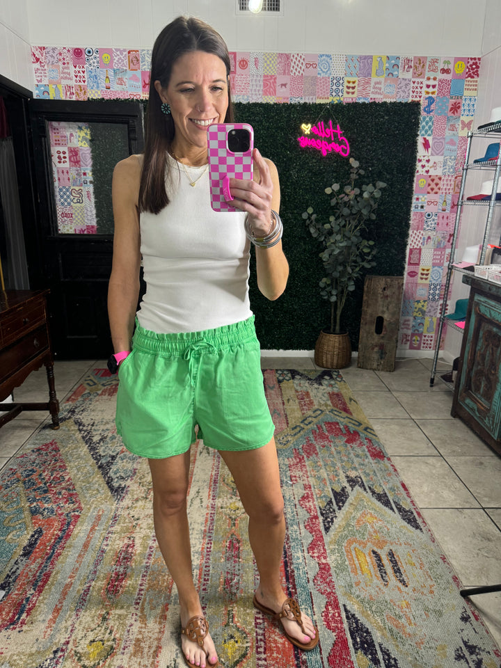 Krissy Shorts in Green Flare