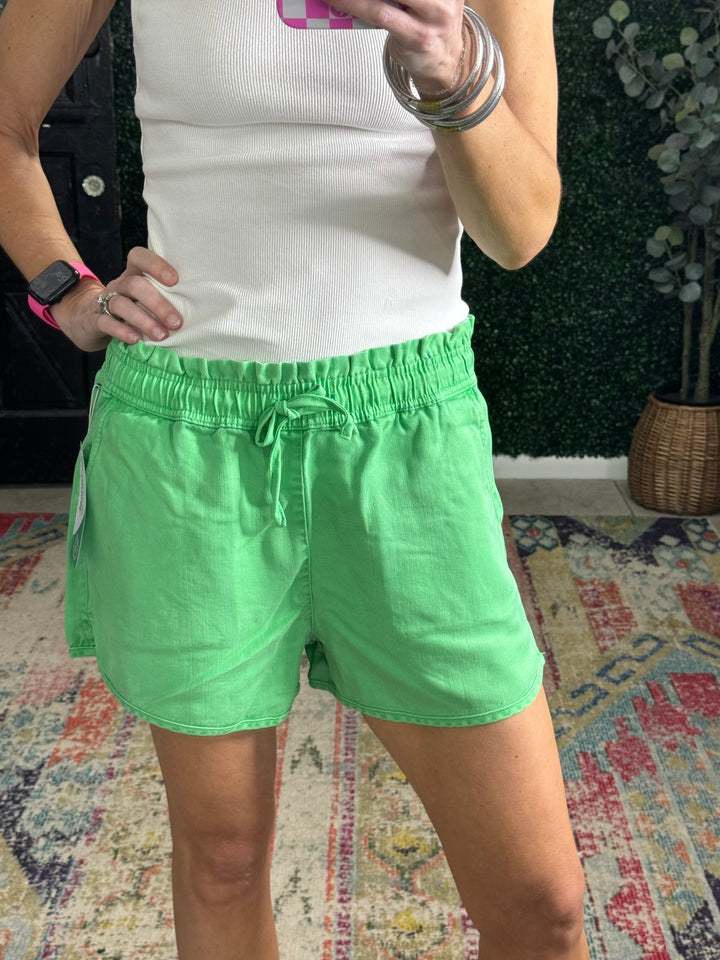 Krissy Shorts in Green Flare