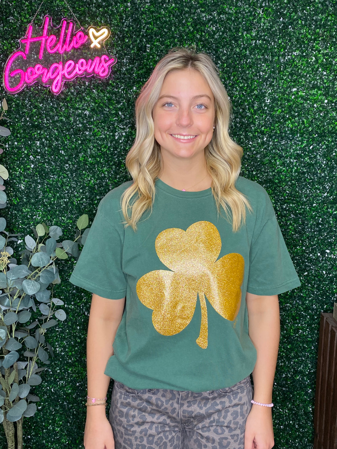 Golden Glitter Shamrock Tee